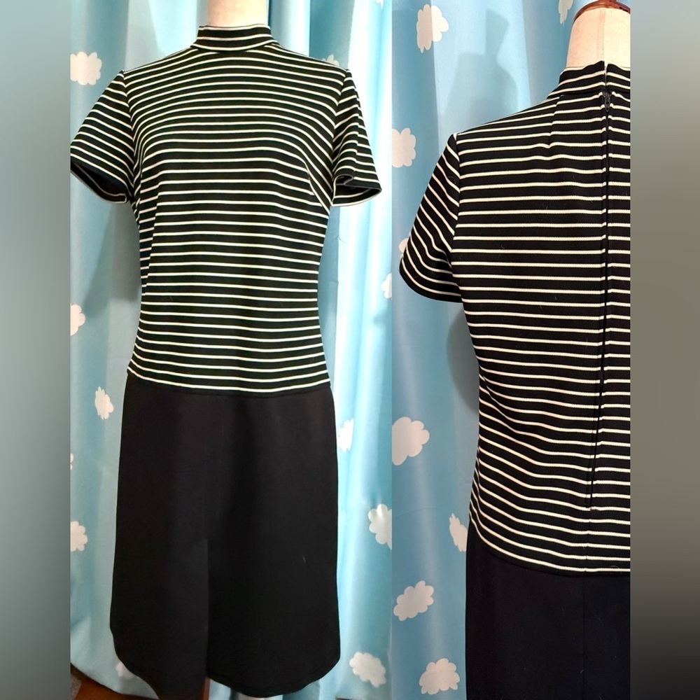 Vintage striped contrasty sheath dress. L